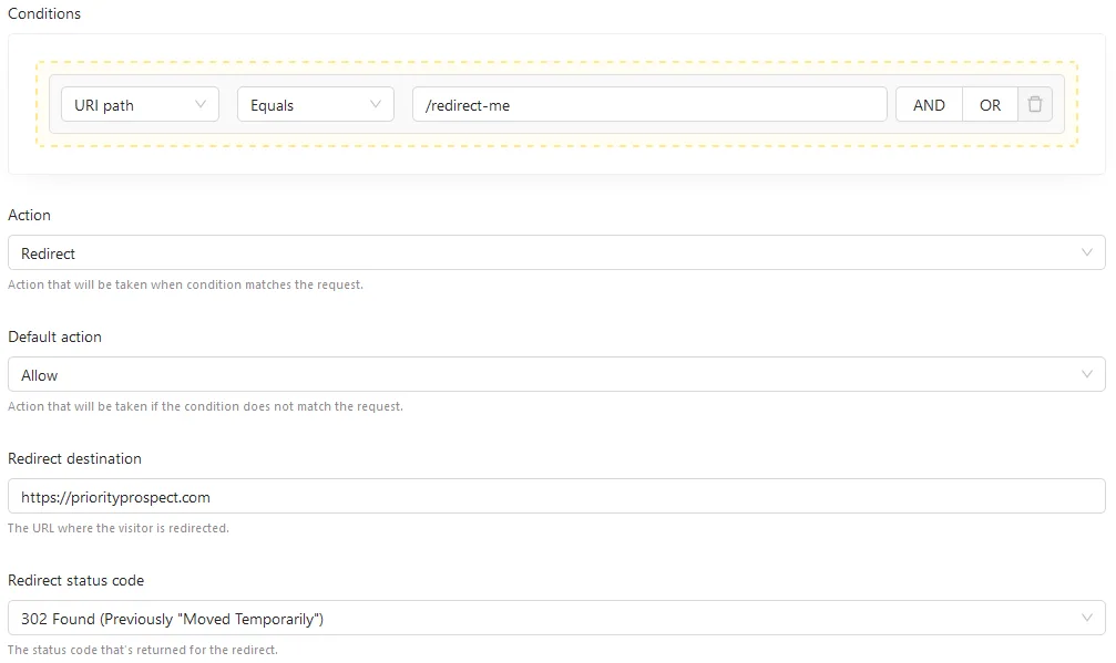 Firewall Redirect Rule