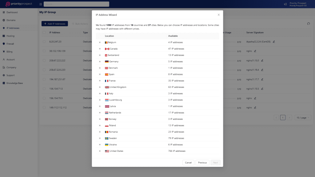 Diverse IP address for you Private Blog Network
