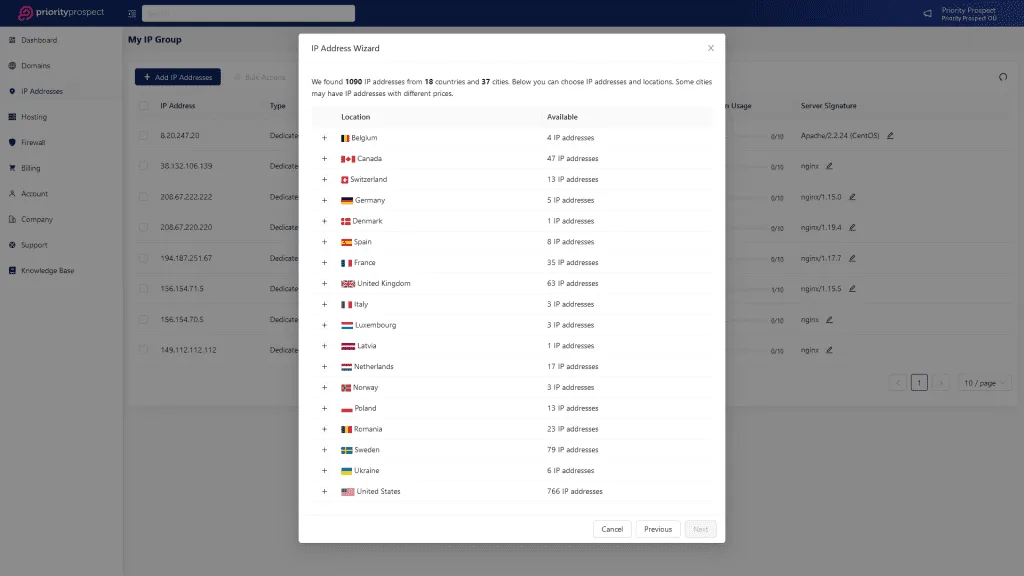 Diverse IP address for you Private Blog Network