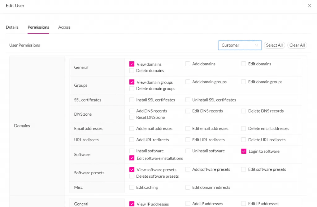 User Permissions
